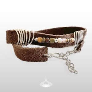 Sterling Silver & Suede Double Wrap Bracelet – Adjustable Glass  Beaded Jewelry